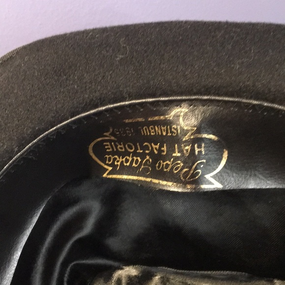 Vintage Pepo Sapka hat factorie Istanbul black felt Homburg 2” wide brim cap - Picture 9 of 12